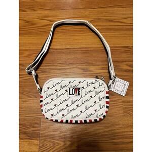 Brighton "LOVE SCROLL" Canvas Crossbody Bag (MSR$88) NWT